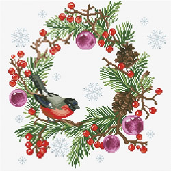 Pre-printed cross stitch kit Winter Wreath - Needleart World