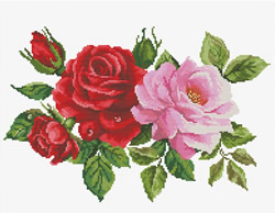 Pre-printed cross stitch kit Rose Bouquet - Needleart World