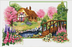 Pre-printed cross stitch kit Spring Cottage - Needleart World