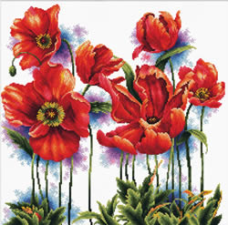 Voorbedrukt borduurpakket Lovely Poppies - Needleart World