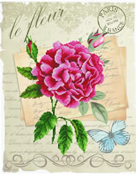 Pre-printed cross stitch kit Rose Bloom - Needleart World
