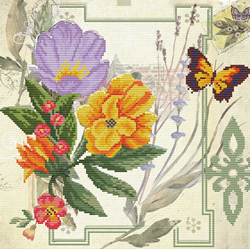 Pre-printed cross stitch kit Peony Bouquet - Needleart World