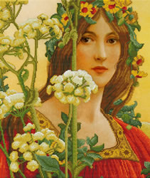 Pre-printed cross stitch kit Our lady of cow parsley (Elisabeth Sontel) - Needleart World