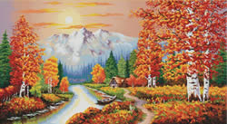 Pre-printed cross stitch kit A Flaming Sunset - Needleart World