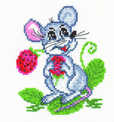Borduurpakket Mouse with Strawberries - PANNA