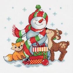 Borduurpakket Snowman with Gifts - PANNA