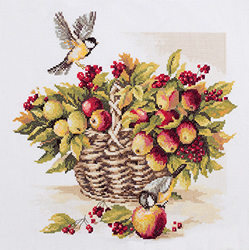 Borduurpakket Bouquet of Apples and Great Tit - PANNA