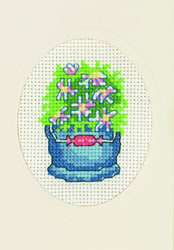 Cross Stitch Kit Bucket with white flowers - Permin