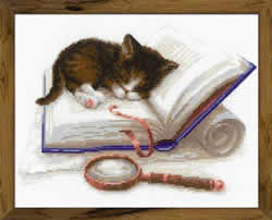 Cross stitch kit Kitten on the Book - RIOLIS