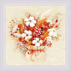 Cross stitch kit Bouquet with Lagurus and Cotton - RIOLIS