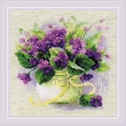 Cross stitch kit Violets in a Pot - RIOLIS