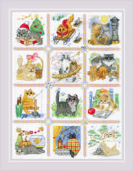 Cross stitch kit Cat Calendar - RIOLIS
