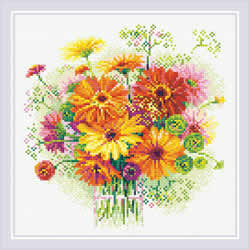 Diamond Mosaic Watercolor Gerberas - RIOLIS