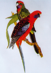 Cross Stitch Chart Crimson Rosellas - Ross Originals