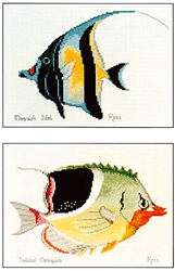 Cross Stitch Chart Moorish Idol & Saddled Coralfish - Ross Originals