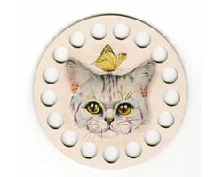 Plywood organizer - Round with print Cat - RTO