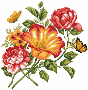 Pre-printed Aida Flowers Caprice - Matryonin Posad