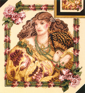 Borduurpatroon Lady with a Fan - Vermillion Stitchery