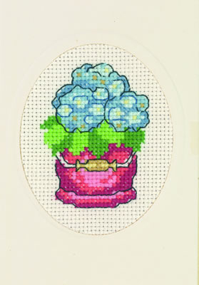 Cross Stitch Kit Bucket with hortensia - Permin