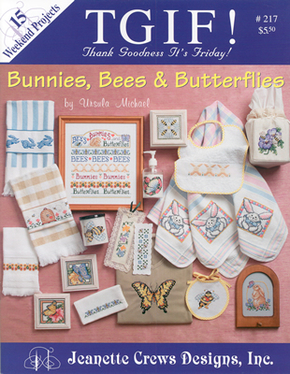 Cross Stitch Chart TGIF! Bunnies, Bees & Butterflies - Jeanette Crews Designs