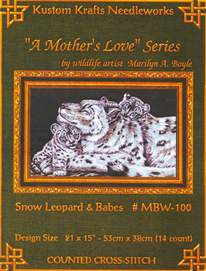 Cross Stitch Chart Snow Leopard & Babes - Kustom Krafts
