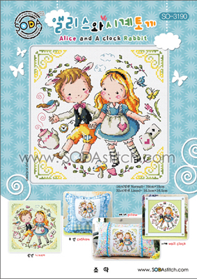 Cross Stitch Chart Alice and a Clock Rabbit - Soda Stitch