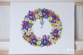 Cross stitch kit Wreath with Irises - Merejka