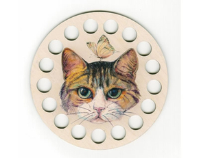 Plywood organizer - Round with print Cat - RTO