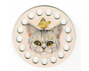 Plywood organizer - Round with print Cat - RTO