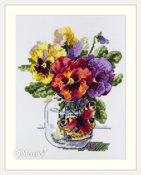 Cross stitch kit Pansies and Butterfly - Merejka