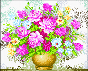 Voorbedrukt borduurpakket Vase of Flowers - Needleart World