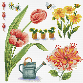 Pre-printed cross stitch kit Garden Sampler 1 - Needleart World