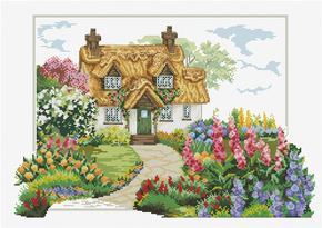 Pre-printed cross stitch kit Foxglove Cottage - Needleart World