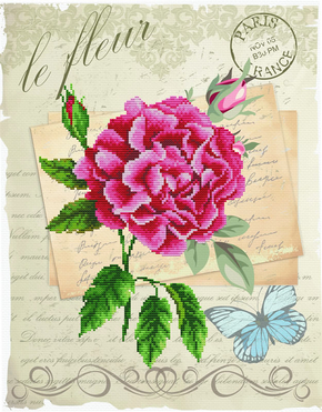 Pre-printed cross stitch kit Rose Bloom - Needleart World