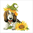 Pre-printed cross stitch kit Sunflower Hound - Needleart World