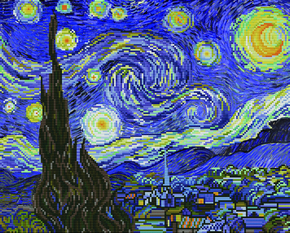 Pre-printed cross stitch kit Starry Night (apres Van Gogh) - Needleart World