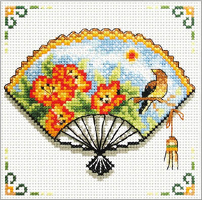 Pre-printed cross stitch kit Nasturtium Fan - Needleart World