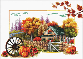 Pre-printed cross stitch kit Autumn Farm - Needleart World