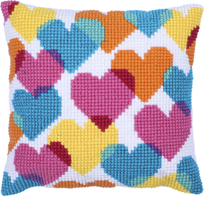 Cushion cross stitch kit Heart Collage - Needleart World