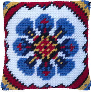 Cushion cross stitch kit Indian Blue - Needleart World