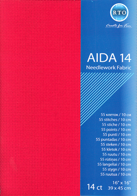 Fabric Aida 14 count - Red - RTO