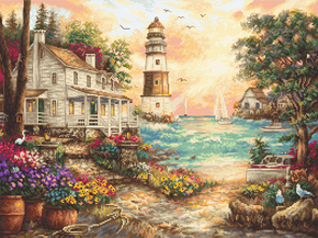 Cross stitch kit Cottage by the Sea - Leti Stitch