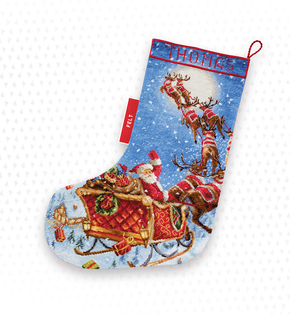 Cross stitch kit The Reindeers on it's Way! Stocking - Leti Stitch