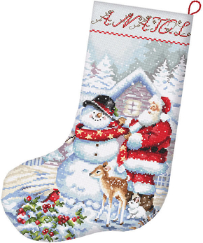 Borduurpakket Snowman and Santa Stocking - Leti Stitch