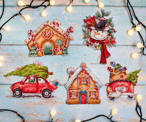 Cross stitch kit Christmas Ornaments Kit nr. 4 / 5 pcs - Leti Stitch