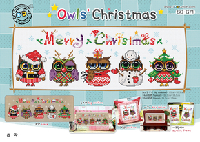 Borduurpatroon Owls' Christmas - Soda Stitch