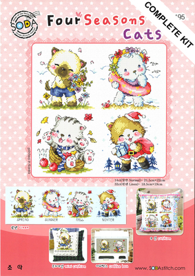 Borduurpakket Four Seasons Cats - The Stitch Company