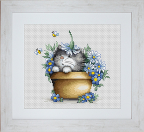 Borduurpakket Kitten in Flowers - Luca-S