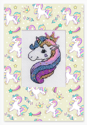 Cross stitch kit Postcard Unicorn - Luca-S