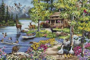 Cross stitch kit Cabin by the Lake - Luca-S